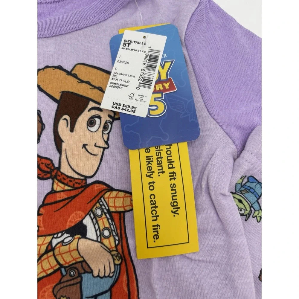 Disney Toy Story Pajama Set Size 5T Purple NWT Woody Jessie & Alien